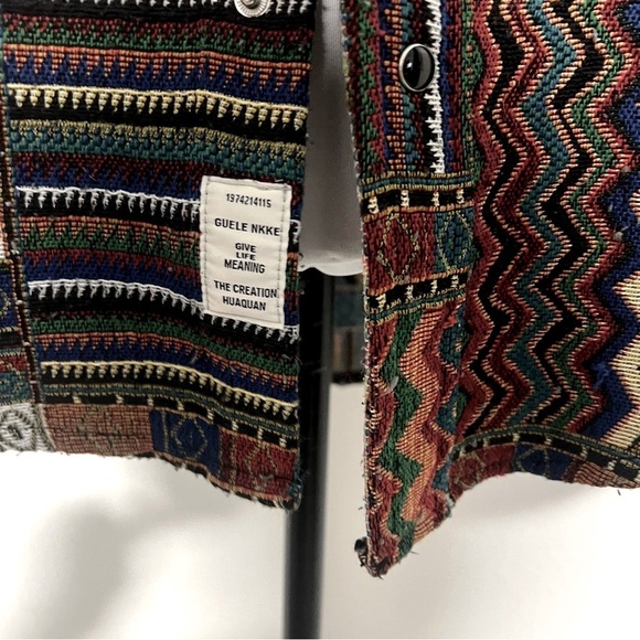 Aelfric Eden Unisex Long Sleeve Shacket Aztec Print Oversized Medium Warm EUC - Picture 3 of 6